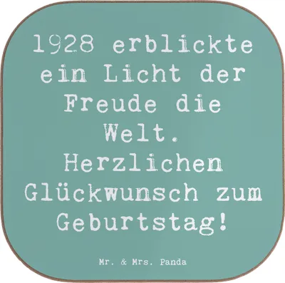 Produktbild von Mr. & Mrs. Panda Tassenuntersetzer Spruch 1928 Geburtstag Freude - Meeresbrise - Geschenk, Tischschoner, Coaster, Holzuntersetzer, Glückwunsch, Geburtstagsgeschenk, Liebe