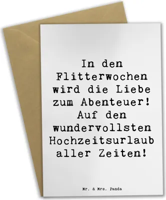 Produktbild von Mr. & Mrs. Panda babykarte Spruch Flitterwochen Abenteuer - Weiß - Geschenk, osterkarten, unvergessliche Momente, osterkarte, Brautpaar, Heirat, einladungskarten