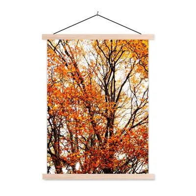 Produktbild von MuchoWow® Textilposter Wald - Herbst - Jahreszeiten 60x80 cm mit holzfarbenen Rahmen - Wandbild