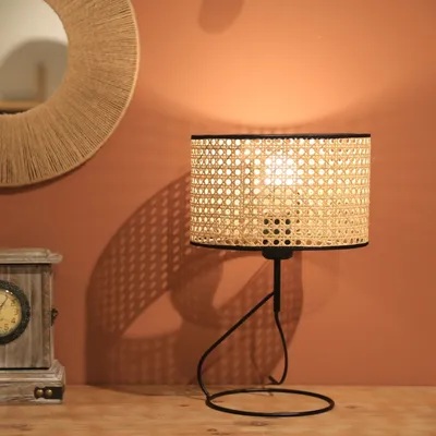 Produktbild von Opviq, AYD-3355, Tischlampe, 100 % RATTAN, Creme, 24 x 24 x 39 cm