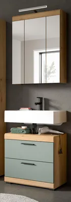 Produktbild von Badmöbel Set 2-teilig "Shawn" in Salbei und Artisan Eiche Badkombination 60 x 191 cm