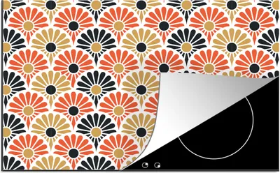 Produktbild von KitchenYeah© Herdabdeckplatte Blumen - Japan - Muster , 78x52cm, Küche Deko, Glaskeramikkochfeld Herdabdeckung, Abdeckplatte fùr Kochfeld