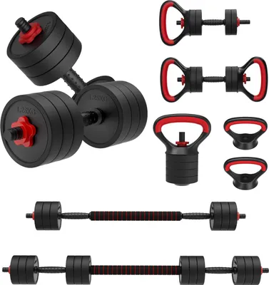 Immagine prodotto di JOROTO Set di manubri regolabili, set di manubri da 10/30 kg con spine, 4 in1 pesi da allenamento per la palestra di casa usati come bilancieri, kettlebell,
