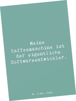 Produktbild von Mr. & Mrs. Panda Grußkarte Spruch Softwareentwickler Held - Meeresbrise - Geschenk, Ansichtskarte, bildkarte, Postkarte, Softwareentwicklung, Berufe, Programmierer, Beruf