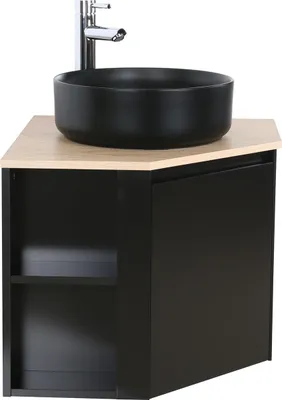 Produktbild von Eckwaschtisch-Set SORRENTO + schwarzes Waschbecken