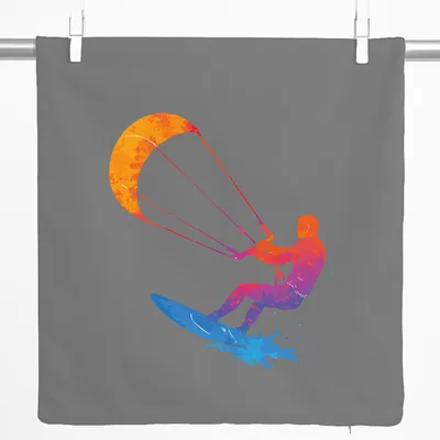 Produktbild von Huuraa Kissenbezug Kitesurfen bunte Silhouette 40x40cm Steel Grey Baumwolle Dekokissenbezug Geschenkidee