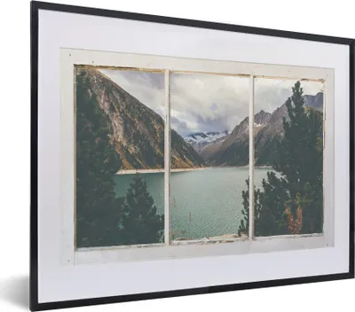 Produktbild von MuchoWow® MuchoWow® Gerahmtes Poster Aussicht - Baum - Wasser 40x30 cm - Poster mit zchwarzem Bilderrahmen - Bilderrahmen - Poster im Rahmen
