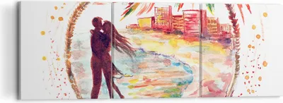 Produktbild von Bild auf Leinwand - Leinwandbild - Liebe Palmen Ansicht Sommer - 120x40cm - Wand Bild - Wanddeko - Leinwanddruck - Bilder - Kunstdruck - Wanddekoration - Leinwand bilder - Wandkunst - CA120x40-2989