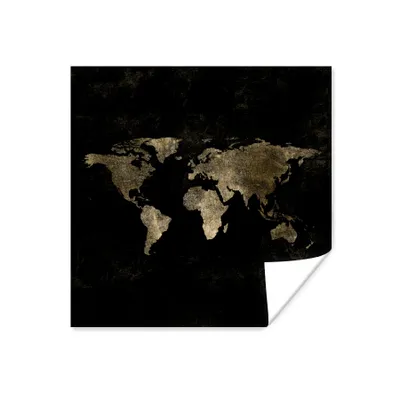Obrázok produktu pre MuchoWow® Plagát - Mapa sveta - Čierna - zlatá - 50x50