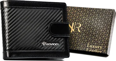 Produktbild von Rovicky | Elegante Herrenlederbörse, mit Schnappverschluss, Schwarz, 12.5x9.5 cm