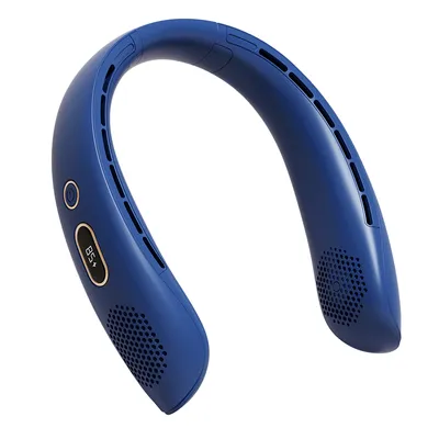 Imagen del producto de Ventilador de cuello portátil y recargable por USB, diseño innovador, 4000mA, color azul
