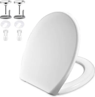 Produktbild von Toiletbril mit schneller Entkopplungsfunktion, antibakteriell, weiß, Kunststoff