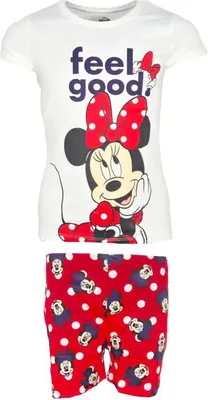 Produktbild von Disney Minnie Maus Kinder kurzarm Schlafanzug Pyjama Shirt Shorts – Weiß / 122