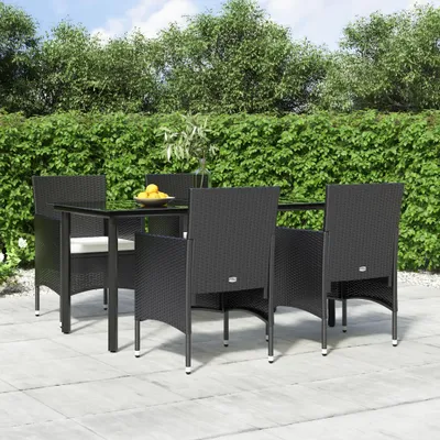 Produktbild von 5-tlg. Garten-Essgruppe mit Kissen Schwarz , Gartenmöbel-Sets Design 2024