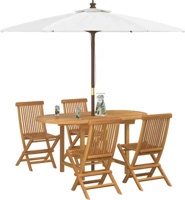 Immagine prodotto di vidaXL Set da pranzo da giardino 5 pezzi marrone in legno massiccio di teak