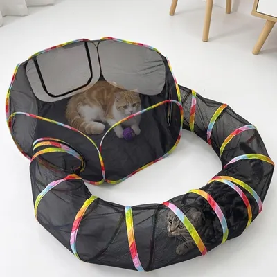 Produktbild von 2-in-1 Katzen-Tunnel und Freilauf-Gehege für Haustiere