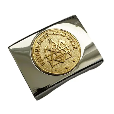 Produktbild von Koppelschloss Betonbauer Handwerk und Zunft – silbern/golden - für Geselle - für 4,5 cm breite Koppelgürtel