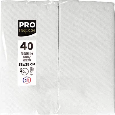 Image de Pronappe 30x 40 serviettes ouate 2 plis pliées 1/8 Blanc SV623901I