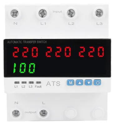 Image de Interrupteur de transfert automatique 100A, commutation triphasée sous tension avec protection pour générateur domestique, onduleur de réseau, affichage LED à 4 chiffres