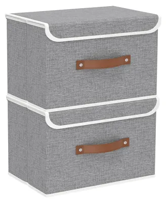Produktbild von 2er-Set Aufbewahrungsboxen, zusammenklappbare Stoffboxen, Waschbar, für Schlafzimmer, Kleideraufbewahrung, 38 x 25 x 25 cm, grau