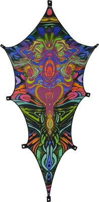 Produktbild von PSYWORK Schwarzlicht Segel Elasthan Goa "Dragon Temple Red Small", 2,0x1,0m