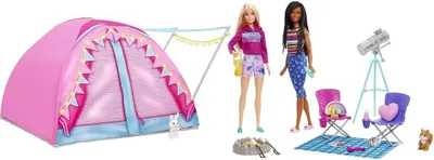 Productafbeelding van Barbie Campingset met tent, 2 poppen en accessoires