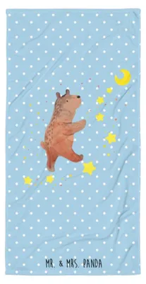 Produktbild von Mr. & Mrs. Panda Handtuch Bär Träume - Blau Pastell - Geschenk, Frottee-Handtuch, Teddy, Traumdeutung, Badehandtuch, Duschtuch, Strandtuch, Traum, Großes, Träumen