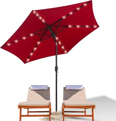 Obrázek produktu pro Velký slunečník s LED osvětlením pro terasu, zahradu a balkon – 270 cm – červený