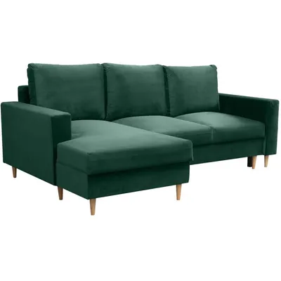 Produktbild von Ecksofa DAVE L-Form 230 cm, Grün, Sofa mit Schlaffunktion, Bettkasten, Ottomane links