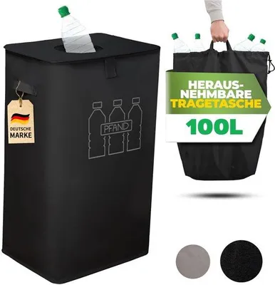 Produktbild von Flaschenhalter 100 Liter – Stabile Sammelbehälter mit Deckel – Praktische Aufbewahrung für leere Flaschen – Luxento