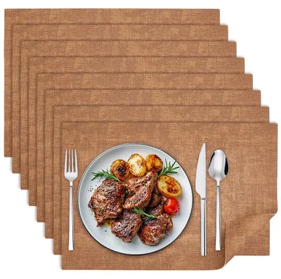 8er-Set Kunstleder Placemats, rechteckig, 43x30 cm, dunkelgold
