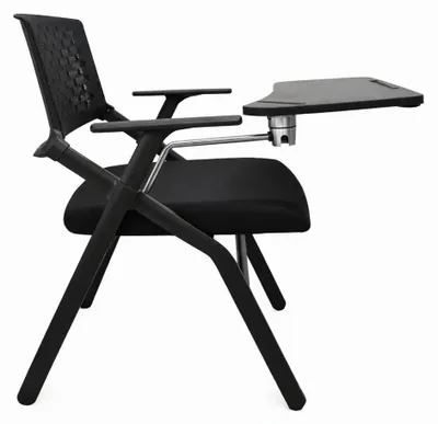 Produktbild von Ergonomischer Seminarstuhl mit klappbarem Tisch und schwarzem Design