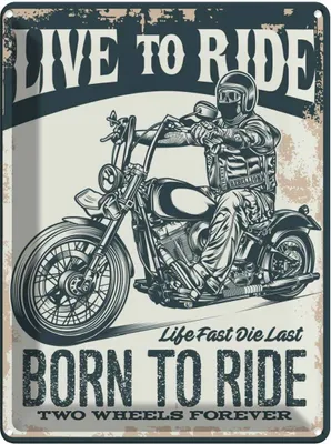 Produktbild von vianmo Blechschild 40x30 cm Biker Motorrad born to ride Sport Hobby
