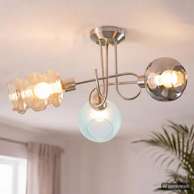 Produktbild von home24 Deckenleuchte - Sicherheitsglas / Eisen - 3-flammig