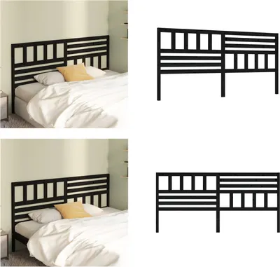 Produktbild von vidaXL Kopfteil Schwarz 206x4x100 cm Massivholz Kiefer - Bettkopfteil - Bettkopfteile - Kopfteil - Holzkopfteil