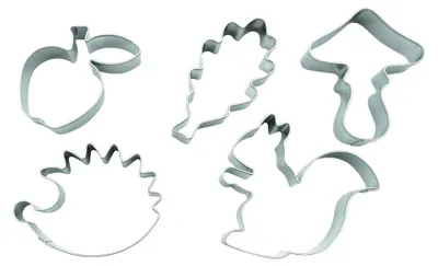 Productafbeelding van Set van 5 Uitsteekvormen 'Woud' - Eikenblad, Paddenstoel, Egel, Appel & Eekhoorn