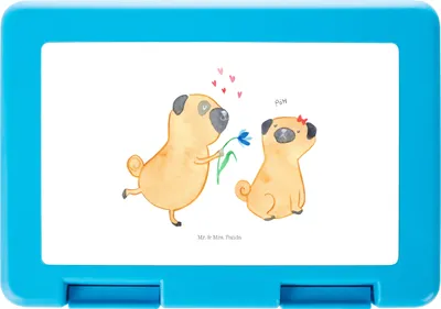 Produktbild von Mr. & Mrs. Panda Bentobox Mops Verliebt - Weiß - Geschenk, Sprüche, Knuffig, Partner, Snackbox, Hund, Liebe, Vorratsdose, Bento Box, Essensbox, Lunchbox