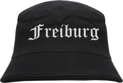 Produktbild von Freiburg Fischerhut - Altdeutsch - bestickt -  Bucket Hat Anglerhut Hut Schwarz L/XL