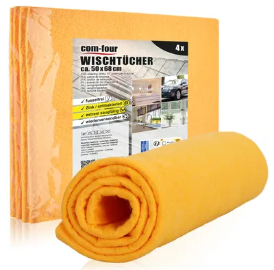 Produktbild von com-four® 4x Profi-Wischtuch - extrem saugstarkes Reinigungstuch - Auto Putztücher - wiederverwendbare Lappen - waschbar, fusselfrei, antibakteriell - saugfähiges Putztuch