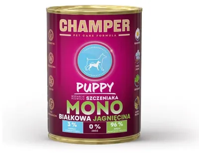 Zdjęcie produktu dla Champer Puppy Monobiałkowa karma mokra dla psa z jagnięciną 400 g