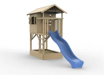 Produktbild von Stelzenhaus Tree Hut mit Sandkasten KDI inkl. Rutsche blau