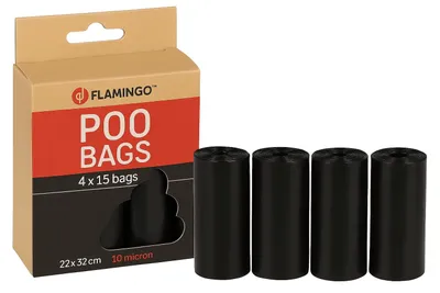 Obrázok produktu pre Vrecko na hovienka Flamingo Basic Blekz čierne - 4 x 15 kusov