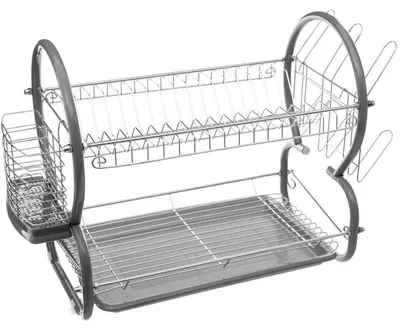 Produktbild von 5five Simply Smart Geschirrtrockenständer, Spülständer für Geschirr, Kunststoff, Metall, Grau, 146478
