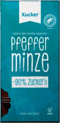 Produktbild von Xucker Edelbitterschokolade mit Pfefferminz, zuckerreduziert mit Xylit, 80g