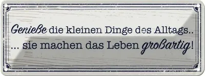 Produktbild von vianmo Blechschild 10x27 cm Genieße die kleinen Dinge Alltags Spruch Zitat