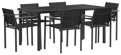 Produktbild von Gartenmöbel Set 7 pcs Schwarz und Anthrazit 160 x 80 x 73 cm