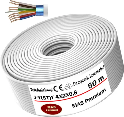 Obrázok produktu pre 50m J-Y(ST) Y 4X2X0.8 Telefónne vedenie Zvonkové vedenie Telekomunikačné vedenie