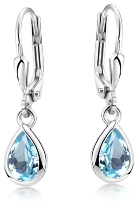 Produktbild von MATERIA Blautopas Ohrringe blau Tropfen mit Brisuren - Ohrhänger Damen Silber 925 Schmuck rhodiniert SO-448-Blau