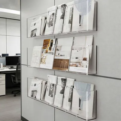 Produktbild von Transparenter Akryl-Zeitschriftenhalter zur Wandmontage