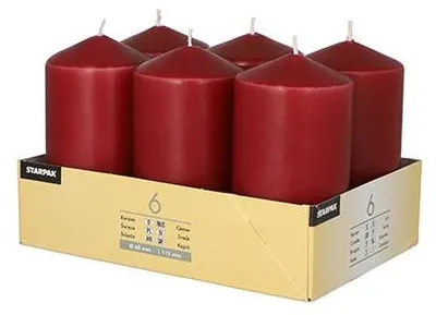 Produktbild von Papstar Stumpenkerzen Ø 60 mm 115 mm bordeaux, 4 x 6 Stück